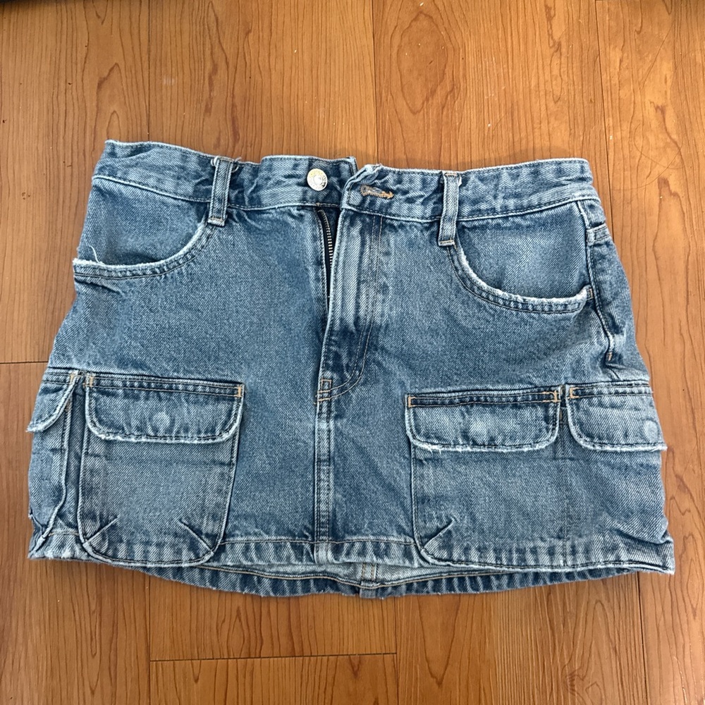 Zara cargo denim mini skirt